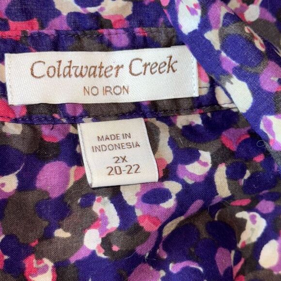 COLDWATER CREEK NO IRON Purple Lightweight Cotton Button Down Shirt - 2XL - Picture 7 of 8
